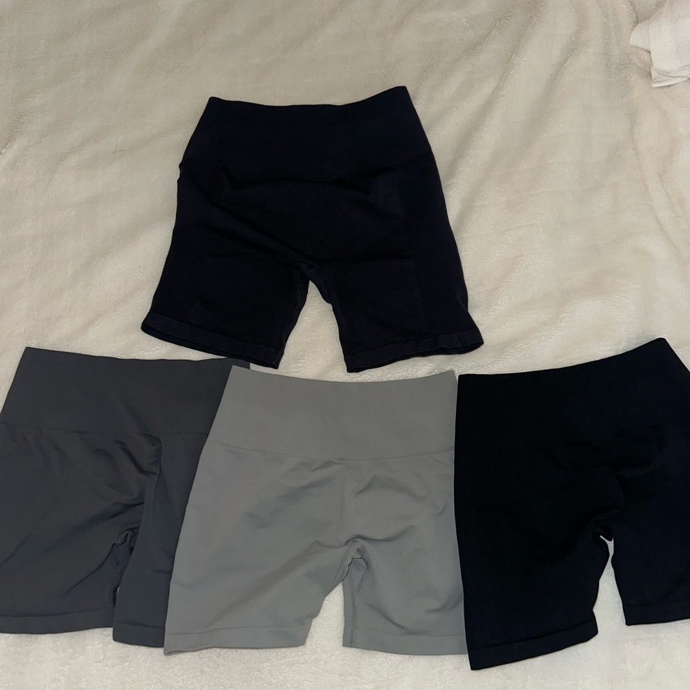 Set of 4 Biker Shorts in Black, Gray, and Navy
